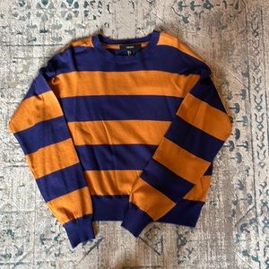 Forever21 Blue and Rust Striped Sweater in Women’s Large